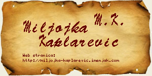 Miljojka Kaplarević vizit kartica